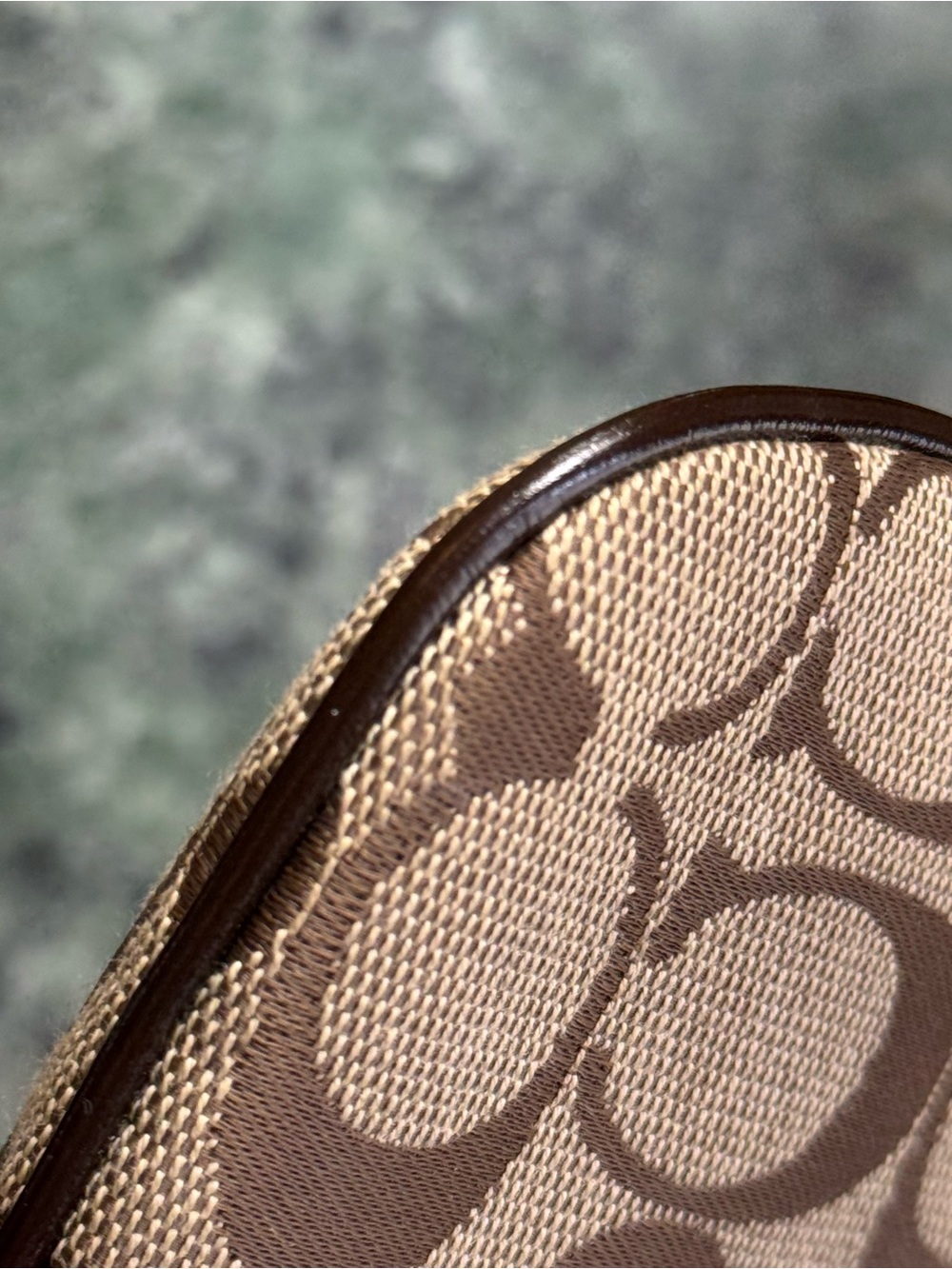 Coach Brown Signature Canvas Wristlet with Dark Brown Trim - Picture 4 of 6